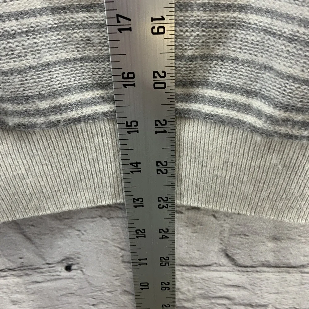 Perry Ellis Sweater‎ Merino Wool Blend Mens Sz L Gray Striped Pullover Henley